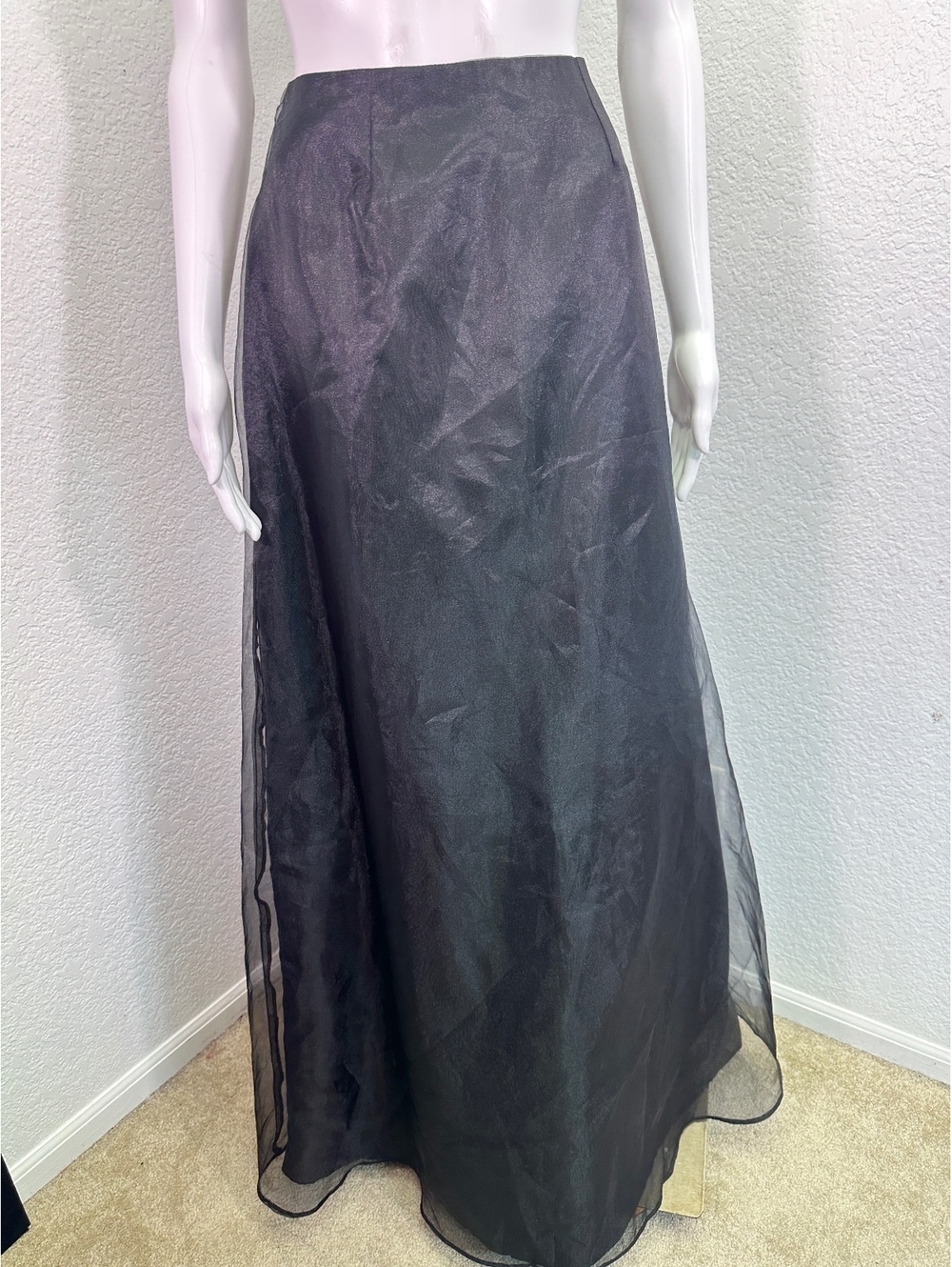 Sz 14 Panoply Sheer Black Overlay Full Maxi Skirt Whimsigoth Formal Shimmery